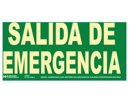 SEÑAL HOMOLOGADA SEGURIDAD SALIDA EMERGENCIA 320x150MM PVC VERDE ARCHIVO2000 6170-15H VE (Espera 4 dias)